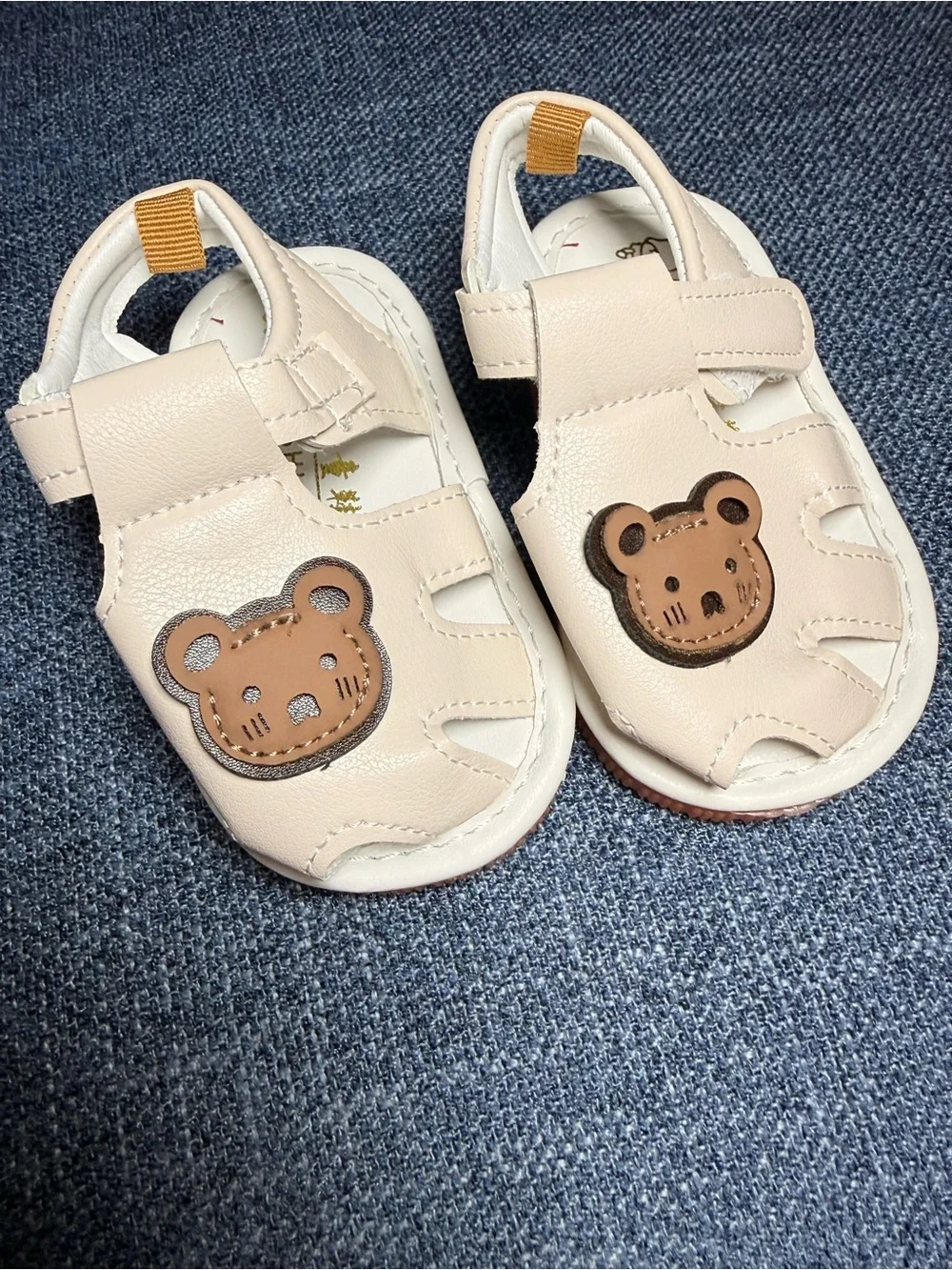 White Kids Sandals with Teddy Accent